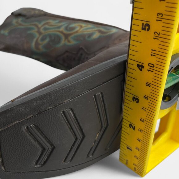 Justin Boots Women's 8.5 Turquoise Leather Western Cowboy Cowgirl Square Toe - Picture 12 of 13